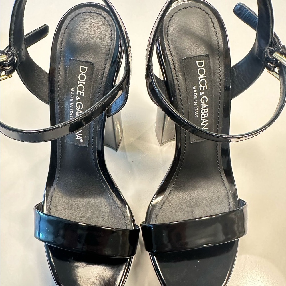 Dolce & Gabanna POLISHED CALFSKIN PLATFORM WOMEN SANDALS 38EU